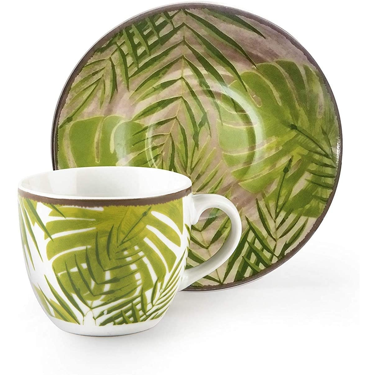 Excelsa tazzine caffe' Foliage set 6 pezzi con piattino cod.63592